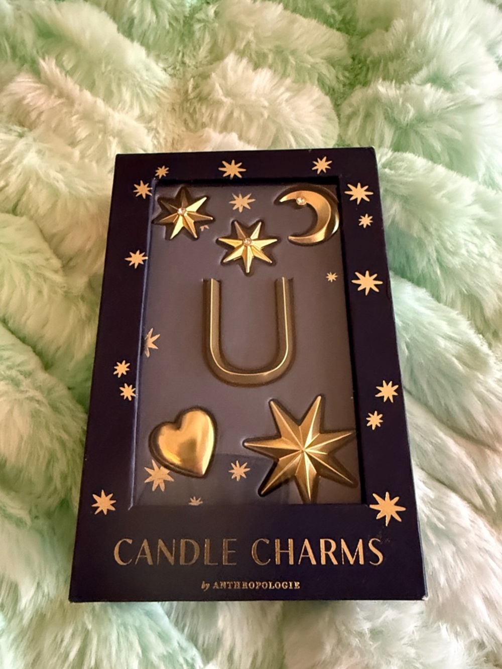 Anthropologie Gold Celestial Candle Charms Set “U”